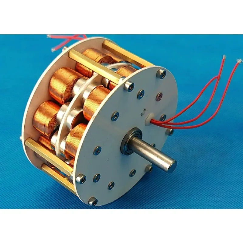 Dual-Layer Disc Coreless Generator Motor, Low Speed 3-Phase for DIY Projects