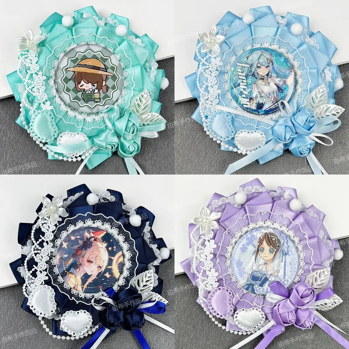 

Kawaii Ribbon Rosette Pin Holder Anime Badge Sheet Ita Bag Accessory Decoration for Women Girls Badge Holder