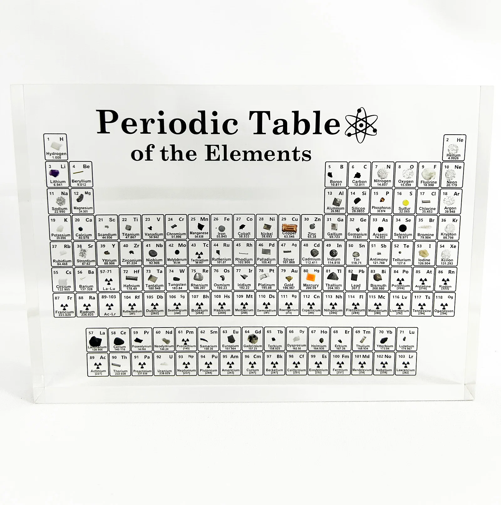 Chemical Acrylic Periodic Table of Elements Gifts for Kids Adults Periodic Table with Real Element Samples Inside Chemistry