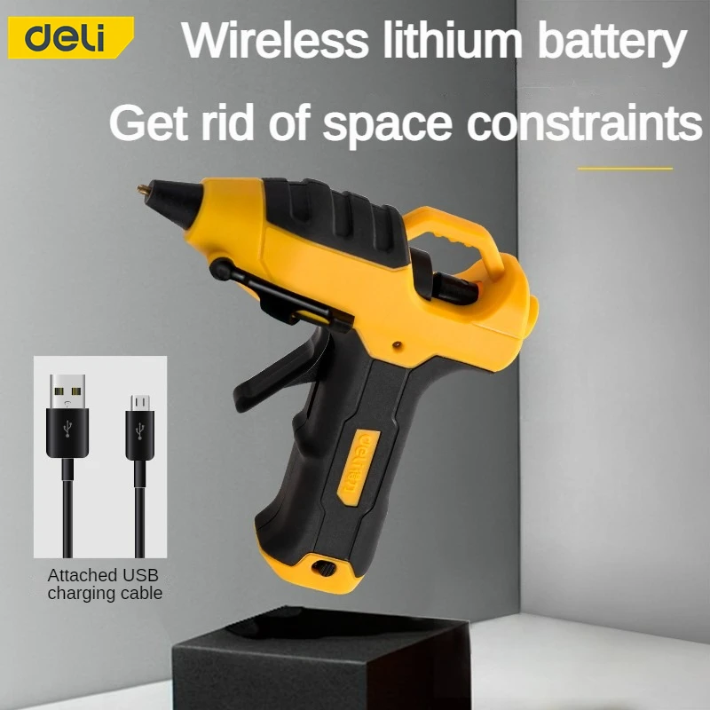 

Deli Wireless Hot Melt Glue Gun Rechargeable Lithium Battery Mini Repair Tool with 200mm Glue Stick Home Hand DIY Hot Melt Glue