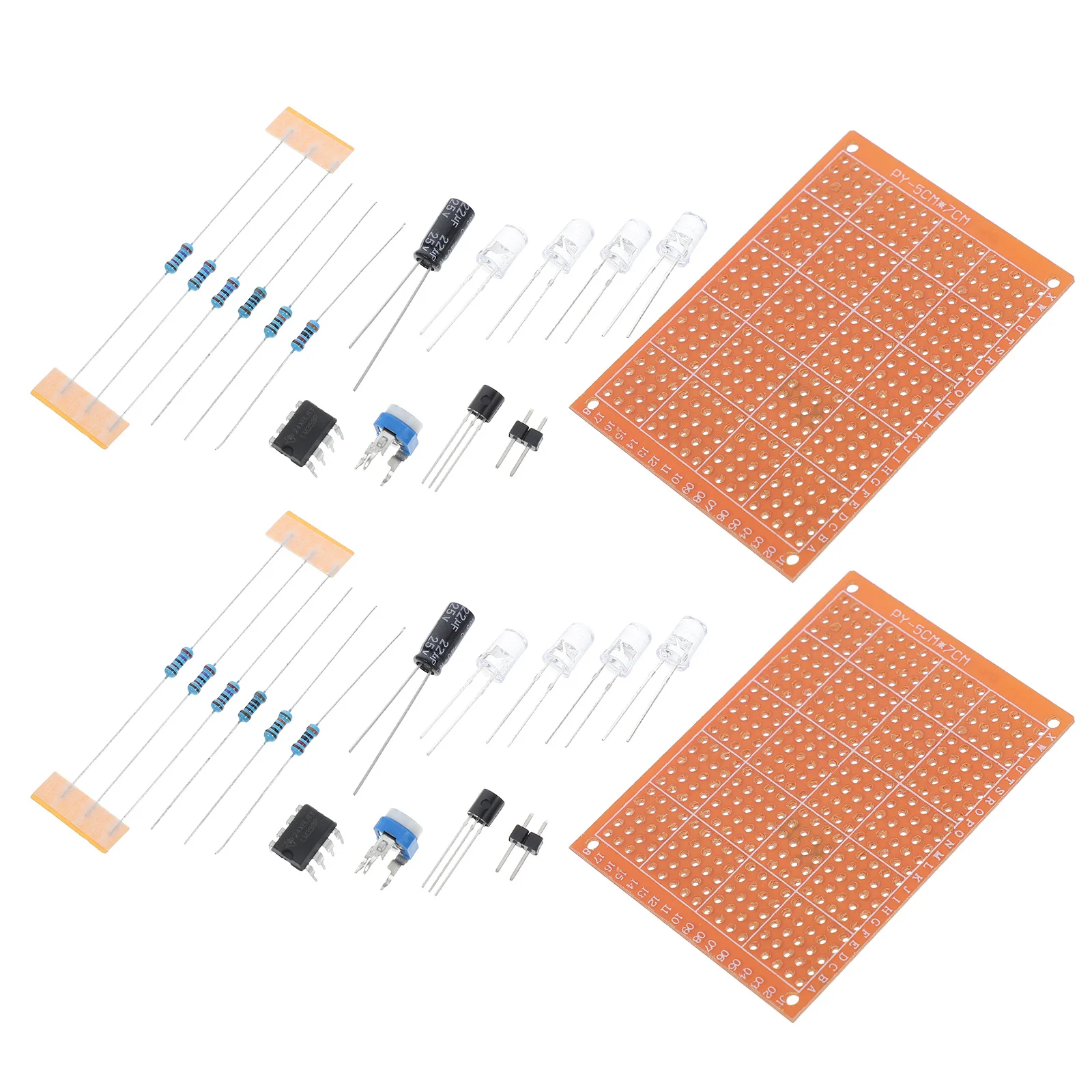 Kit de pratique de soudage, 2 ensembles, projets électroniques de bricolage pour débutants, composants de circuits imprimés, outil d'apprentissage du soudage pour étudiants
