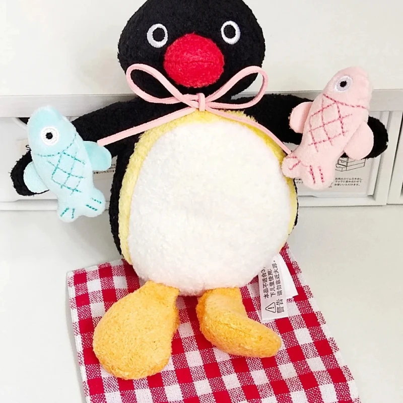New Anime Figure Doll  Pingu Love Fish Penguin Kawaii Backpack Pendant Robby Plush Student Girl Doll Pendant Gift For Kids Toy