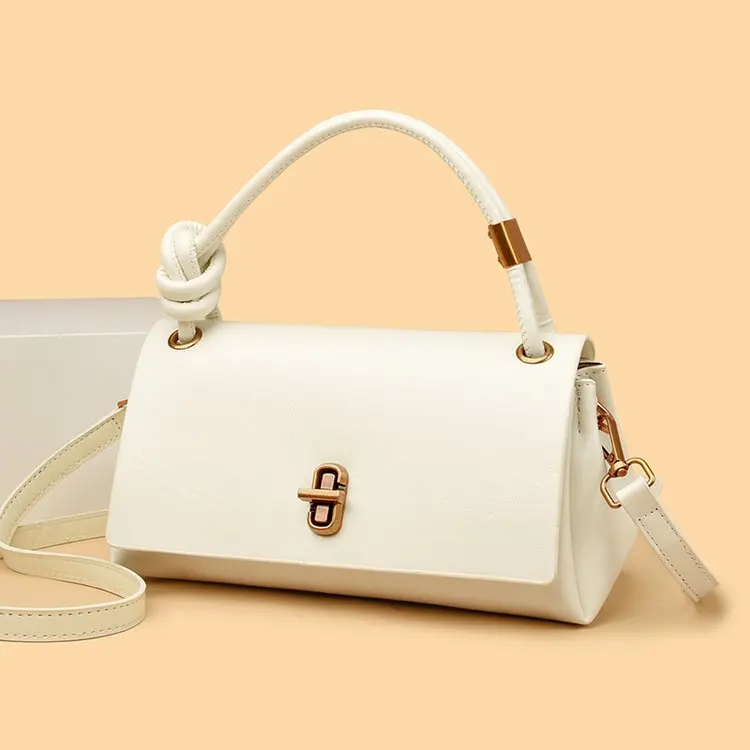 

Flap Lock Closure Small Square Bag, Chain Crossbody Shoulder, Trendy Versatile Commute Bag for Women