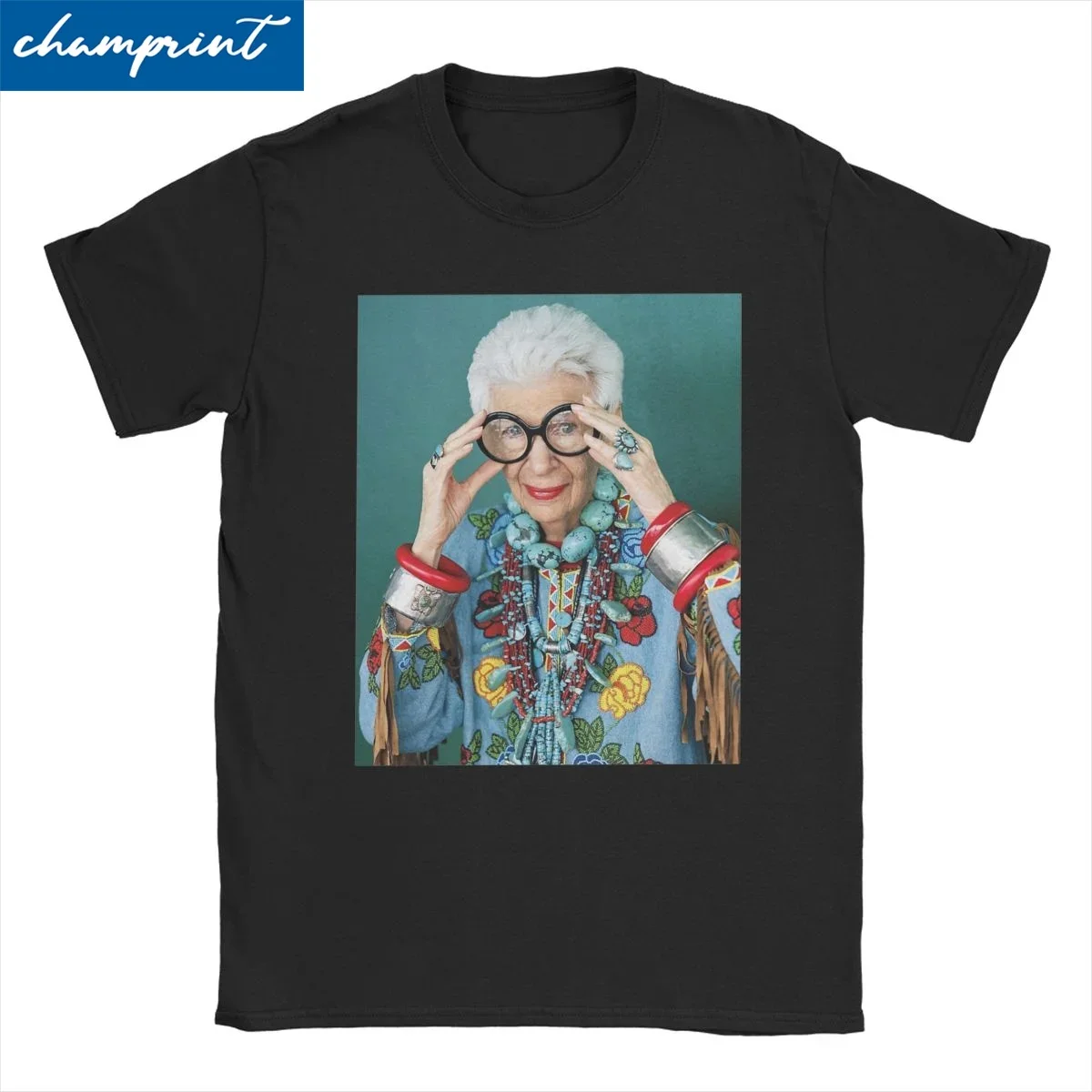 Iris Apfel Funny Cartoon T-Shirt for Men Women Music Novelty 100% Cotton Tee Shirt Short Sleeve T Shirt 4XL 5XL 6XL Clothes