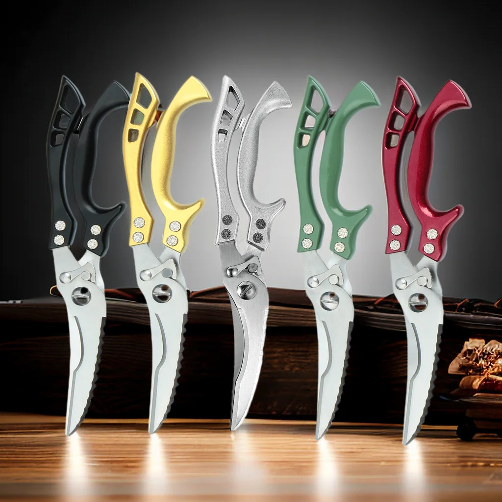 Kitchen Scissors Multifunctional Stainless Steel Food Scissors Chicken Bone Meat Fishing  Crab Greens Cutting Trimming Scissors