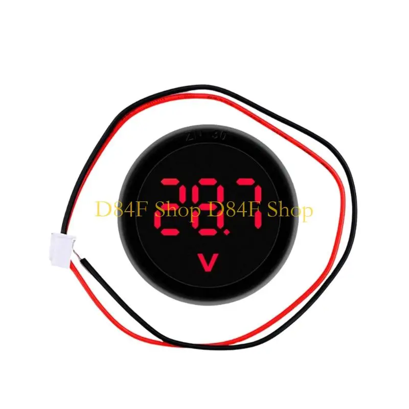 D84F Digital Meter 4V-100V 2 Wire Round Display Voltmeter For Electrical