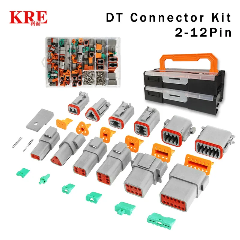 

KRE 588pcs Deutsch Type Kit Waterproof Wire DT Series Car Connector Set DT06 04 2Pin 3Pin 4 6 8 12 Pin Automobile Sealed Plug