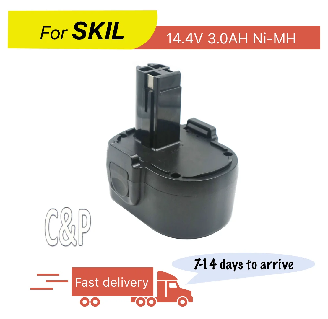 

C & P для SKIL 14,4 В, штифт батареи 3,0 Ач, 2 шт., Ni-MH, сменный аккумулятор для 144BAT 2607335328 2610908163 144BAT 92994 2567-03 2567-16/02