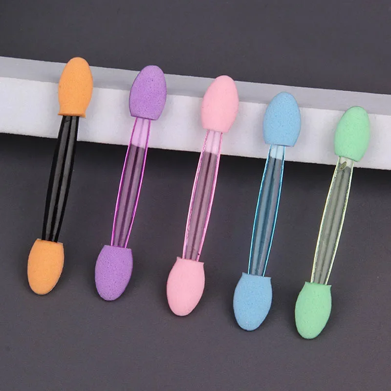 100Pcs Dual Head Mini Eyeshadow Brushes Multi-colors Sponge Nylon Cosmetic Applicator Women's Portable Makeup Tool For Travel