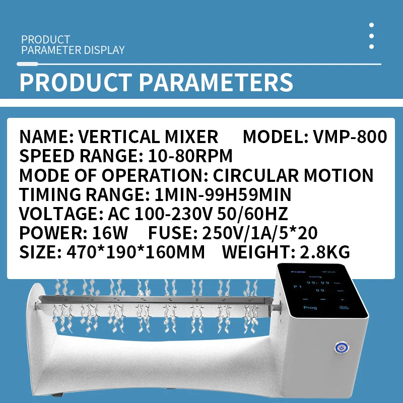 VMP-800 Vertical Mixer Multifunctional Speed-adjusting Laboratory Mixer Inversion Mixer Multi-tube Rotary Instrument