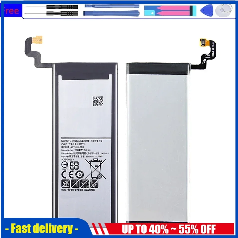 

EB-BN920ABE Mobile Phone Batteries 3000mAh For Samsung GALAXY Note 5 N9200 N920t N920c Note5 SM-N9208 Smartphone Battery