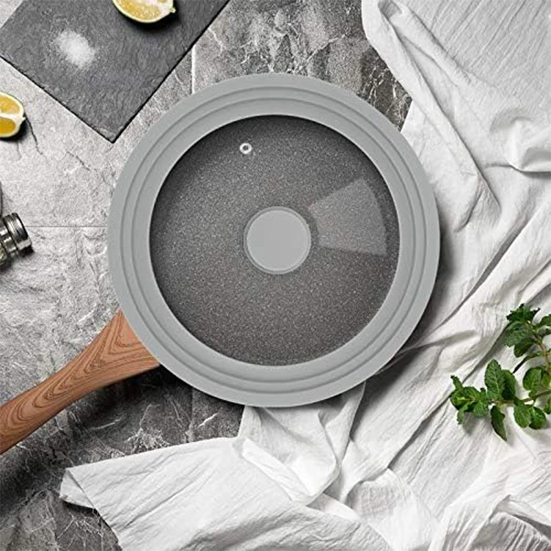 Universal Silicone Glass Lid For Pots Pans Tempered Glass Lid with Steam Vent Frying Pan Cover Dishwasher-Safe Kitchen Tools