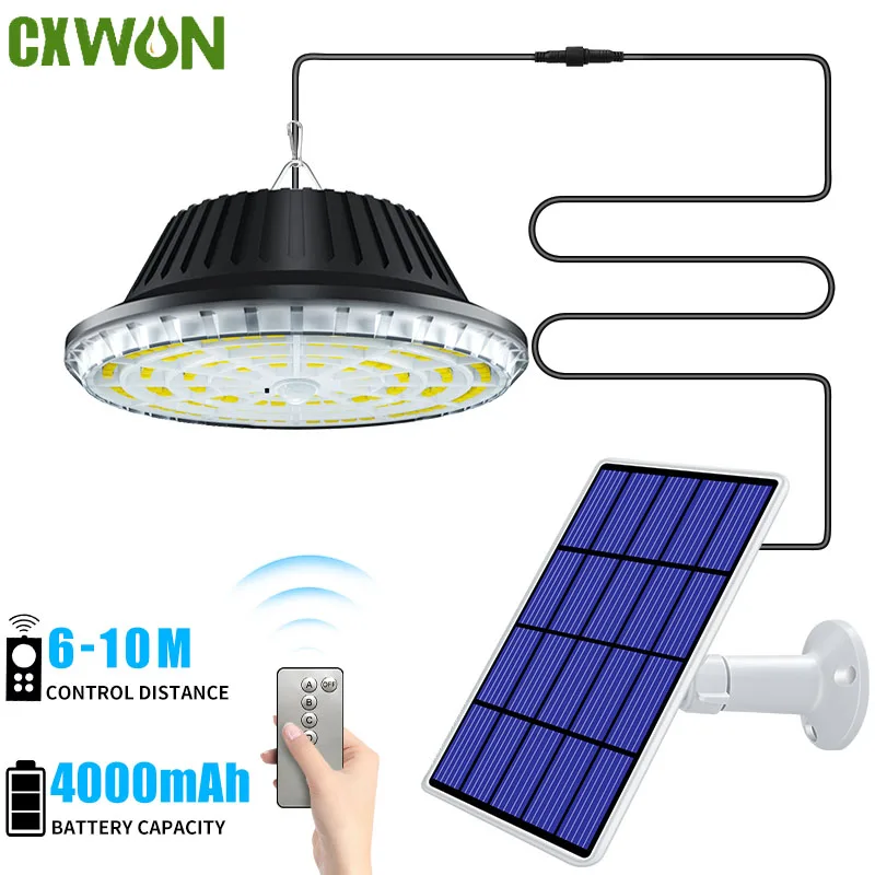 

Solar Pendant Light Outdoor Remote Control 5M Cord Detached Indoor IP65 Waterproof Solar Shed Light for Garage Spotlights