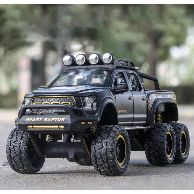 

1:24 грузовики для мальчиков F150 Raptor литые под давлением металлические модели автомобиля со звуком и звездами для детей возрастом 3 года и старше синий