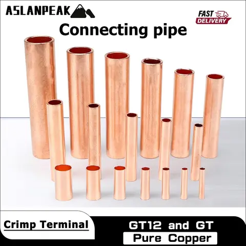 GT Copper connecting pipe Wire Cable Joint Copper tube Copper Terminal Lug Copper Crimp Connector Pure Copper Crimp Terminal
