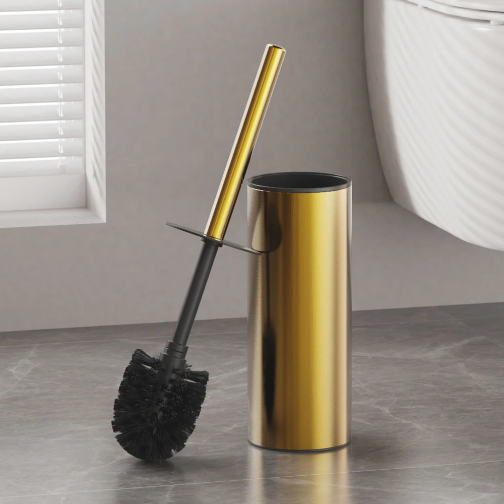 Golden / Silve / Black Stainless steel Toilet Brush with Long Handled for Bathroom Deep Cleaning Cleaner Brush