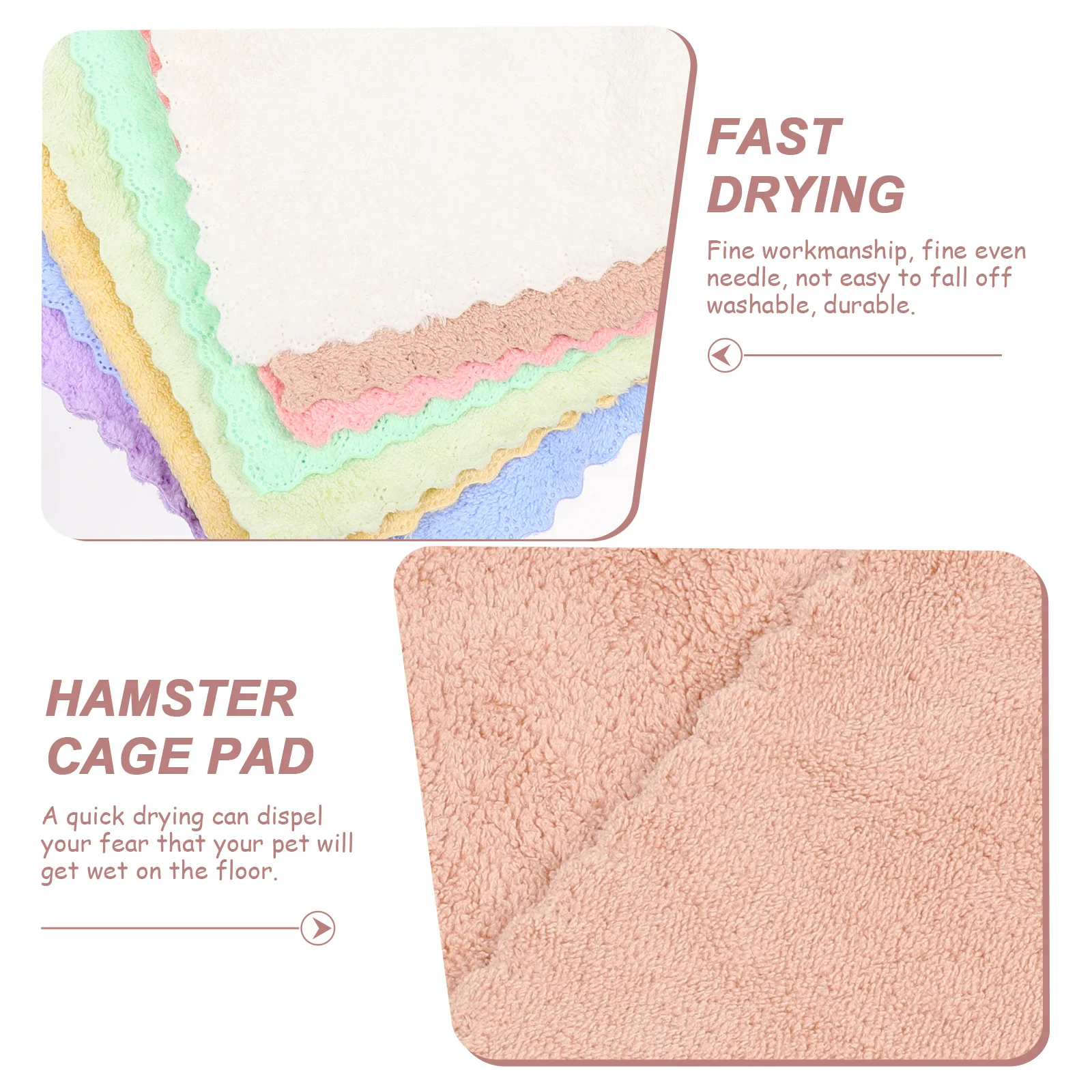 

8Pcs Guinea Pig Bedding Warm Comfortable Pet Bath Towel Multiuse Design Easy to Dry and Carry Small Pet Accessories