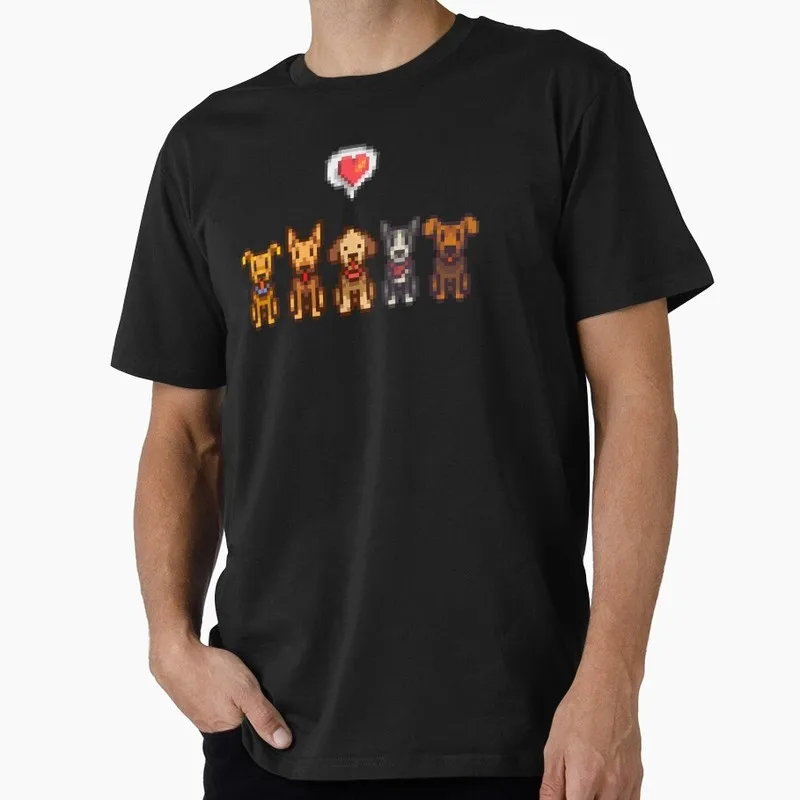 Dog(s) 0807 Stardew valley Cute Cartoon RPG Video game Gift T Shirt for Gamer Short sleeve Graphic Clothes All Size Tops