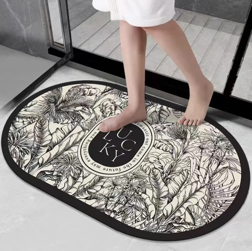 American Retro Water Absorbing Quick Drying Diatomaceous Earth Floor Mat, Bathroom Door Anti Slip Mat, Easy To Dry Foot Mat