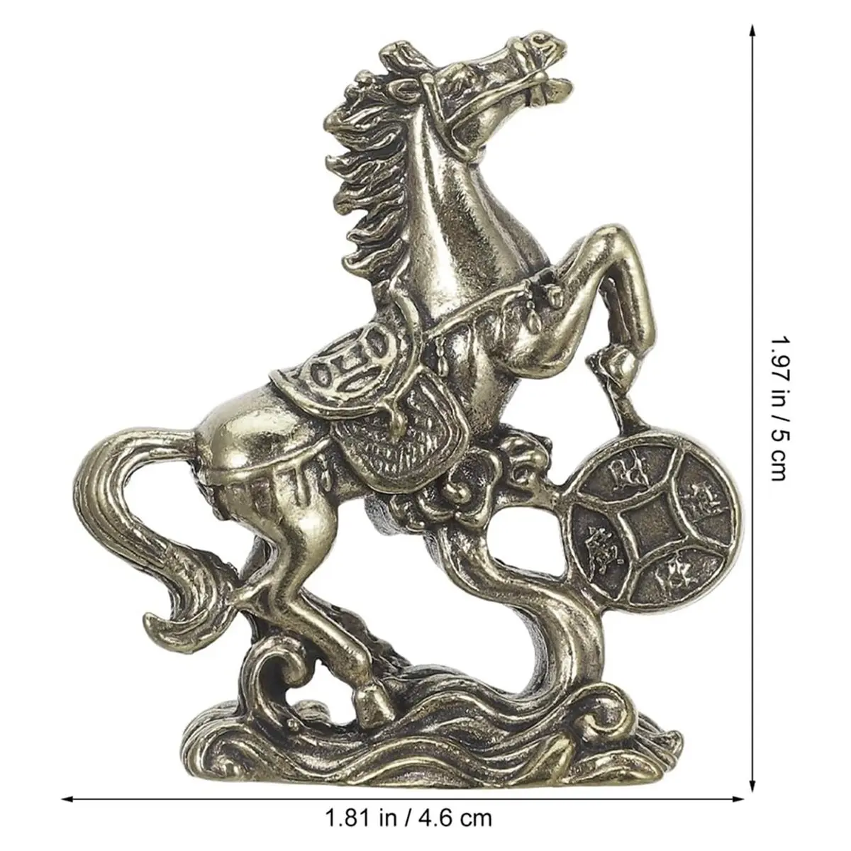 2 Pcs Brass Horse Statue 2026 Year of , Golden Feng Shui Zodiac Animal for Wealth & Luck