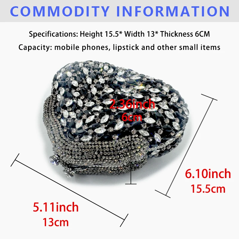 New Women Purse Evening Clutch Wedding Party Christmas Gift Small Square Bag Glass Rhinestone Evening Bag Diamond Handbag