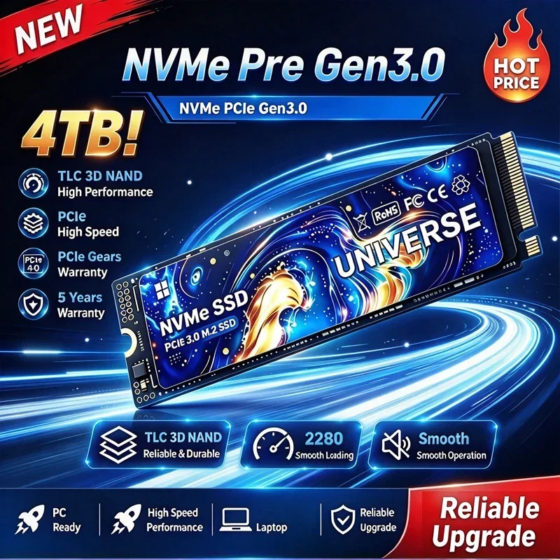 UNIVERSE SSD M.2 NVMe PCIe3.0 2280 TLC 3D NAND 500GB 1TB 2TB 4TB High Speed Solid State Disk for Desktop Laptop