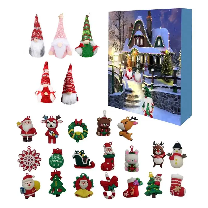 

Рождественский адвент-календарь с гномом на 2024 год, милый гном, рождественские украшения, Рождественский календарь с гномом, креативный праздничный адвент-календарь