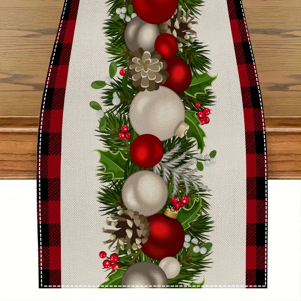 Linen Christmas Table Runner Home Dining Table Cover Tablecloth 2025 Christmas Decorations