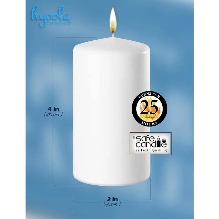 Candele a colonna bianche 2x4 pollici Confezione da 12 candele a colonna sfuse non profumate per decorazioni domestiche Eventi di nozze Cerimonie religiose e ambiente