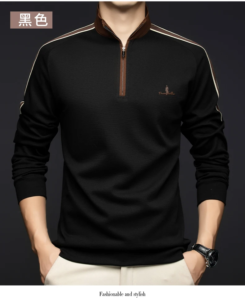 

Толстовка с капюшоном на молнии, мужская осенне-зимняя новая тенденция, рубашка со свободной нижней частью, деловая повседневная футболка с длинными рукавами, мужская одежда