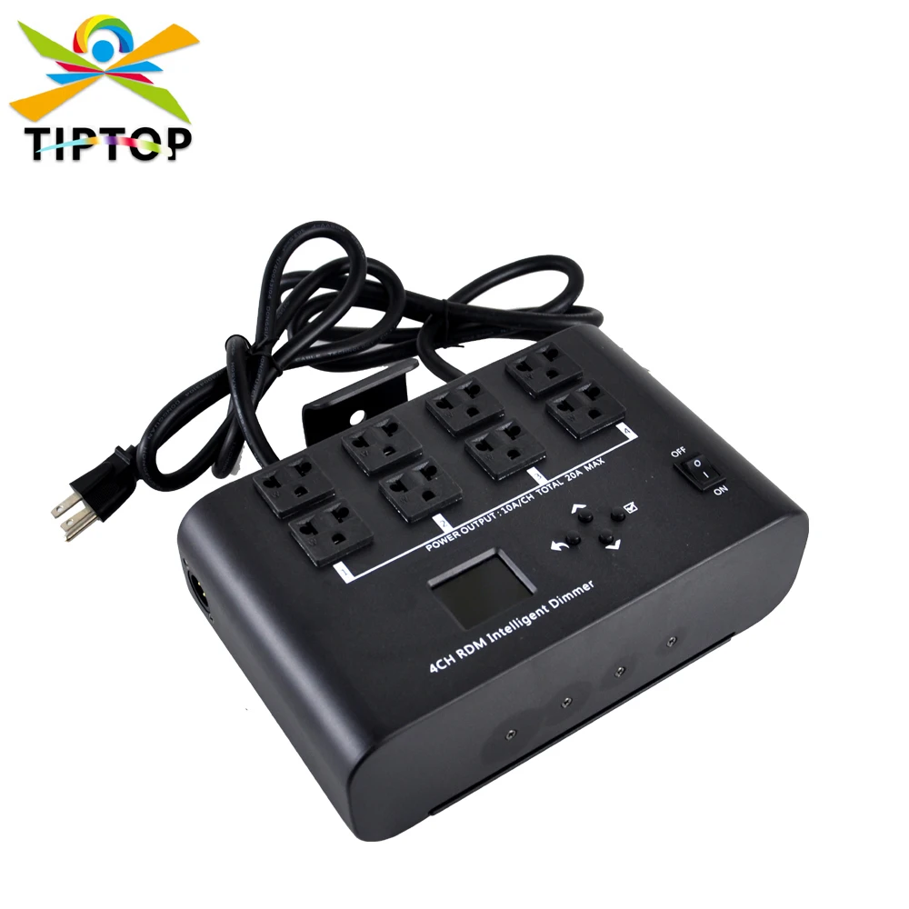 TIPTOP 4 Channels Intelligent Dimmer Stage Lighting Controller Build In Program LED Strip Halogen Bulb Control Female US Socket