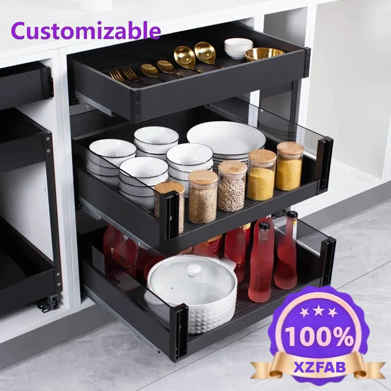 Factory Direct 2026 Flying Gull Kitchen Cabinets Pots Dishes Pull Basket Storage FlatBasket Damping Drawer ToolBasket Swing Door