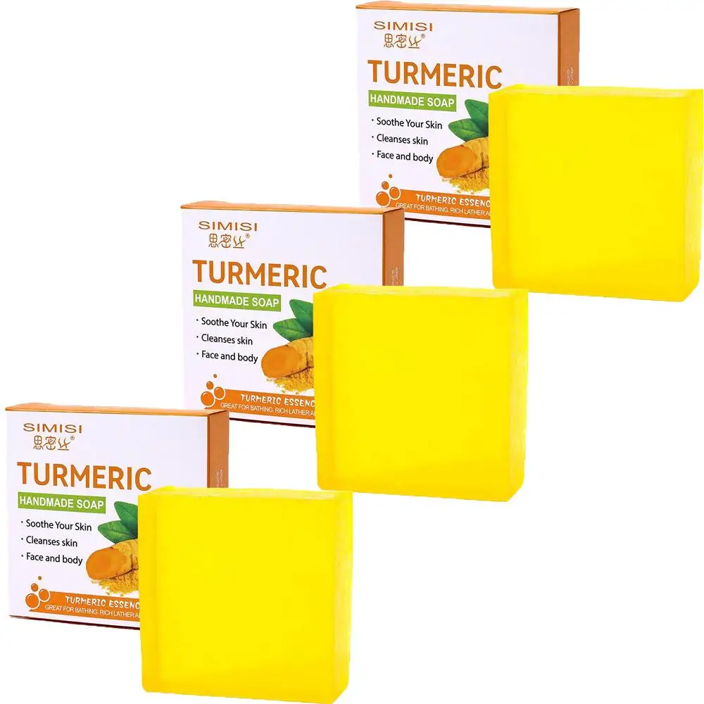 

3Pcs Turmeric Soap Bar for Face & Body Cleanser Smooth Skin and Moisturizing All Natural Turmeric Skin Soap Handmade Ginger Soap