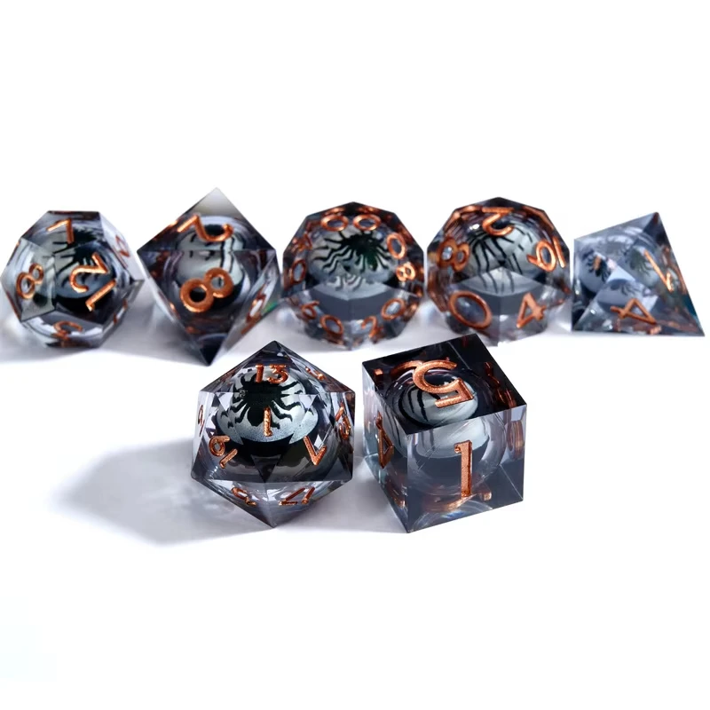 Halloween Spider Dice  Resin DND Dice Set Polyhedral Dice Set Sharp Edge Resin Dice Set gaming dice set for dragon and dungeon