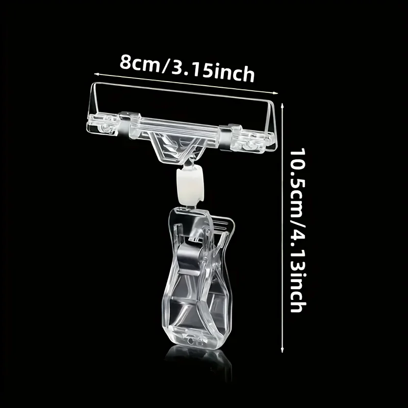 10pcs Clear Plastic Signage Clips for Shelves Retail Price Tag Holders for Office Reading Dining Use