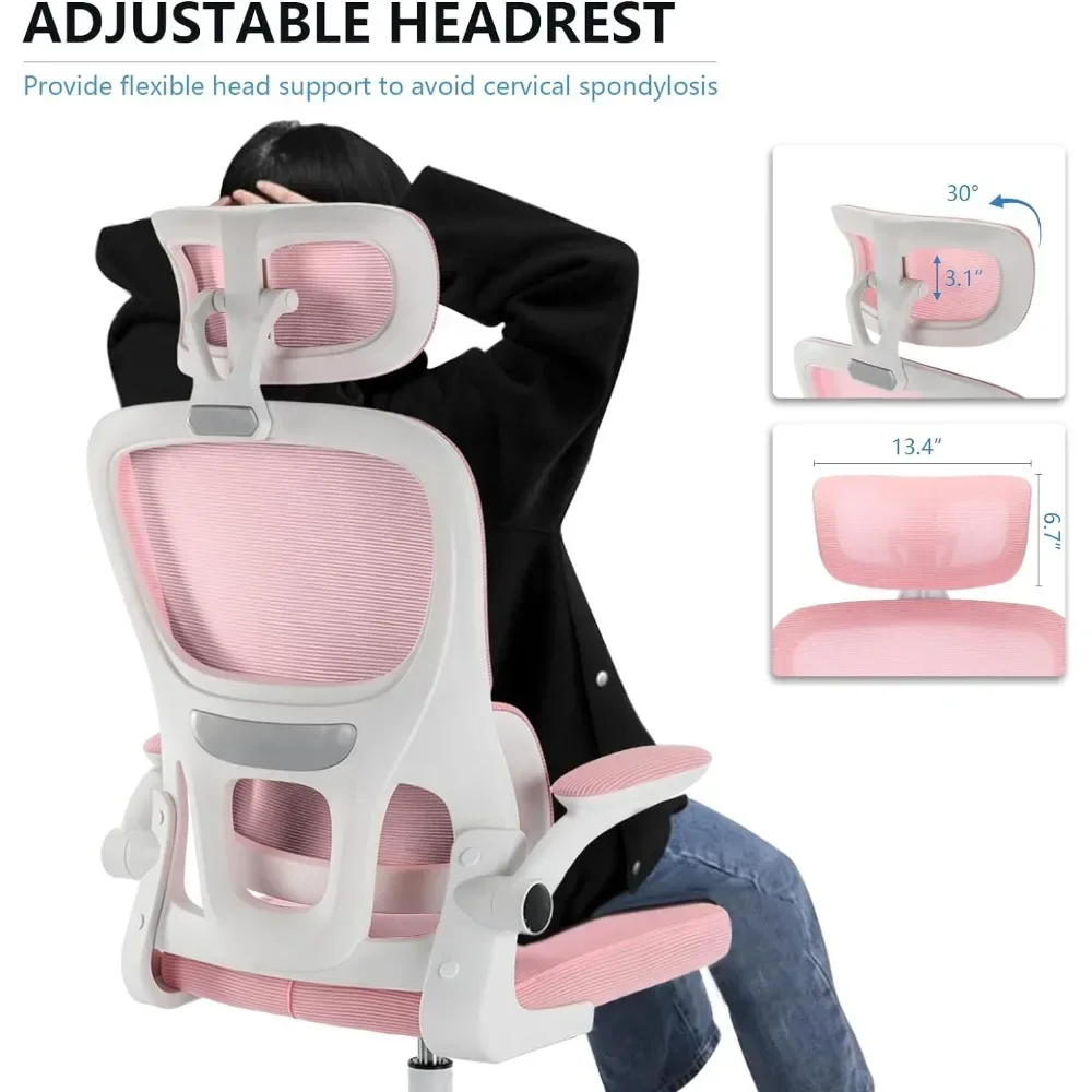 Office Chair, Ergonomic,High Back Breathable Mesh Computer Chair with flip-up Armrests & Cushion for Lumbar Support and Headrest