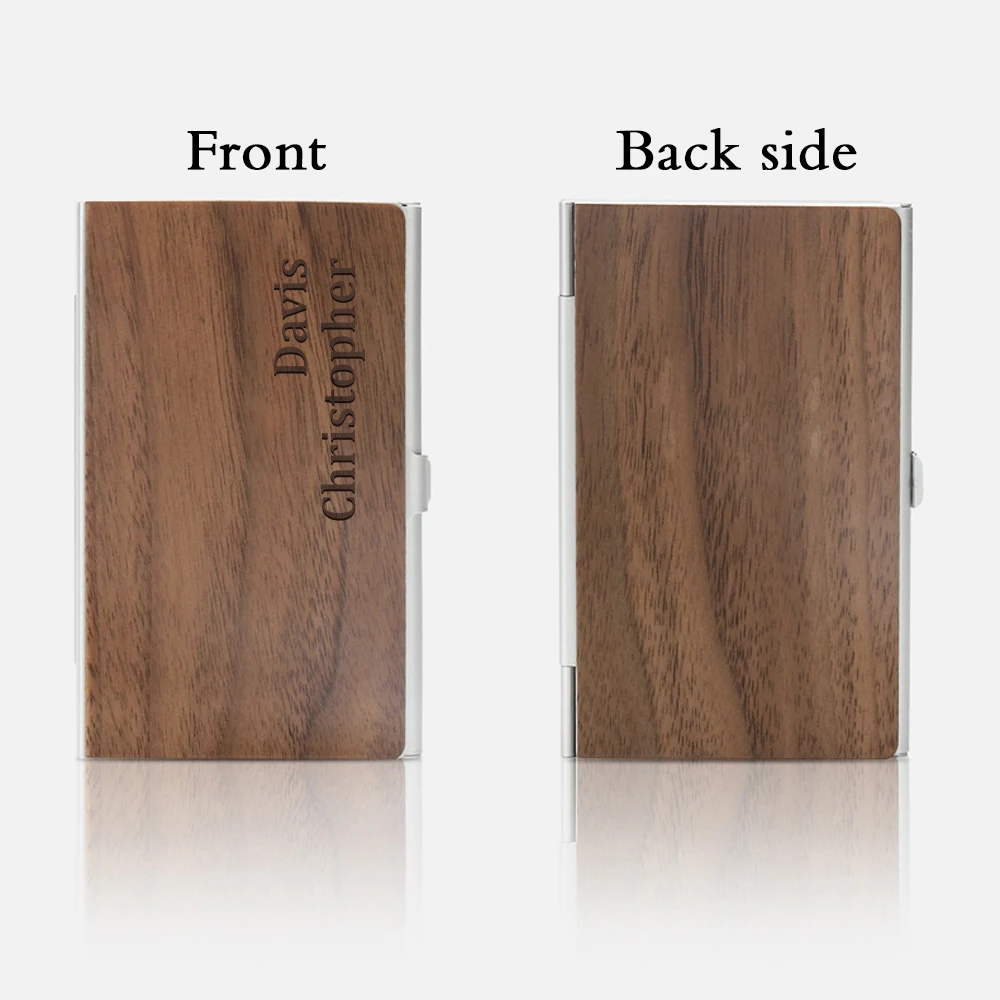 1 customized exquisite wooden business card holder, wooden and metal business card box - high-quality for lawyers, bosses, and s
