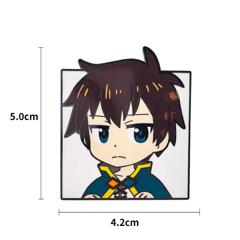 أزياء أنيمي كونو سوباراشي سيكاي ني شوكوفوكو wo Megumin Satou Kazuma التأثيرية أزياء الدعامة المعدنية شارة دبوس سبيكة بروش الملحقات