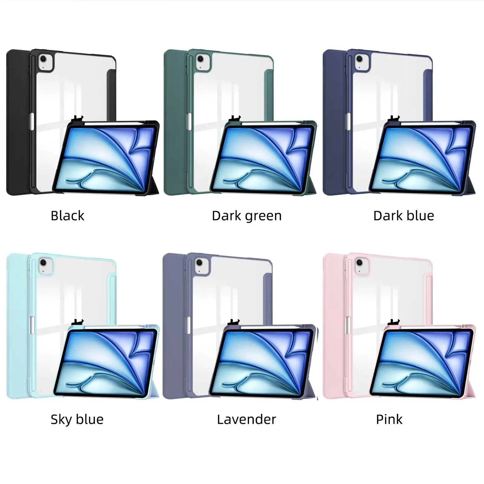 For iPad Pro 13 2024 Protective Case for iPad Air 13 2024 13 inches TPU Silicone Funda Smart Cover with Shockproof Pencil Holder