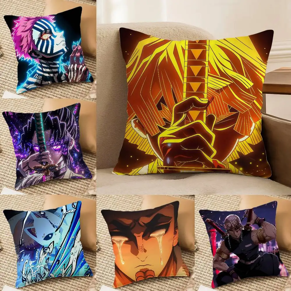 Demon Slayer Enmu Lower Moon Anime Plush Pillow Cover Soft Short Plush Cushion Cover For Sofa Bedroom Home Decor Gift Decoration