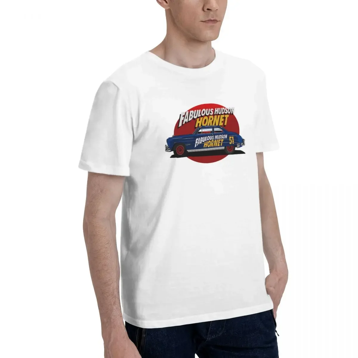 Fabulous Hudson Hornet Illustration By Petrothings Men T-Shirt Funny Plus Size T Shirts Men's Crew Neck Cotton Tees Short Summer