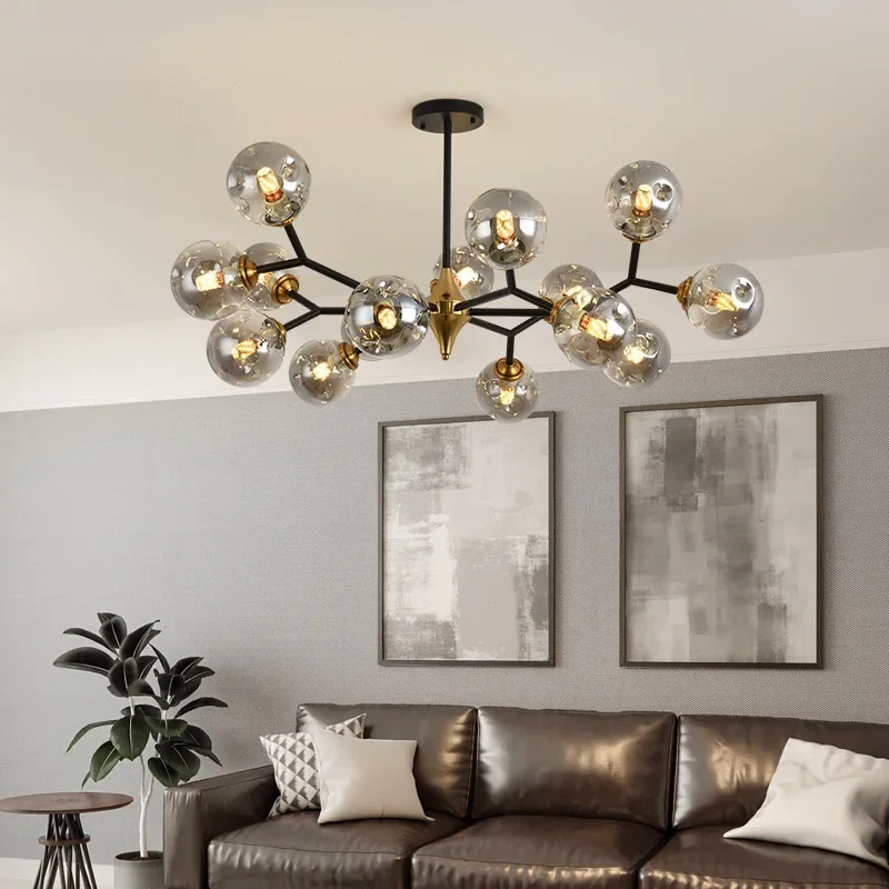 nordic led glass ball teto candelabro pingente preto luzes home decor suspensao lusters fixture sala de estar sala de jantar quarto 01