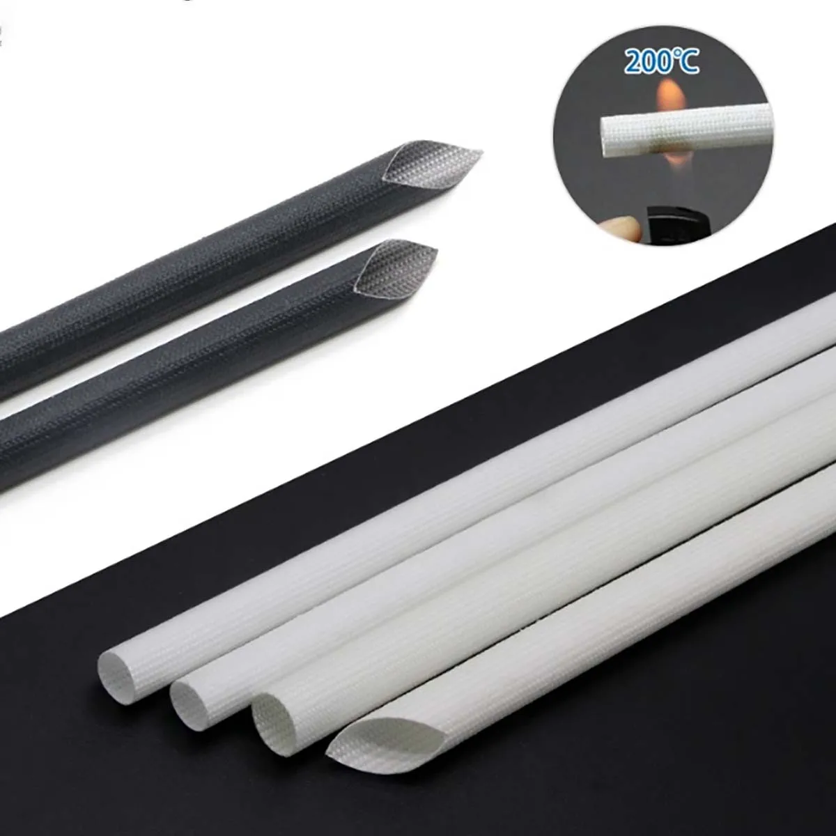 1-10m Braided Fiberglass Tube - High Temperature Flame Resistant Silicone Resin Insulation Sleeve for Cable Wire Protection