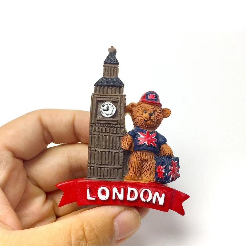 

London, UK Creative Big Ben Repairman Bear Cultural and Creative Magnetic Fridge Magnet Travel Home Decoration Souvenir