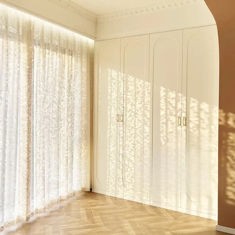 French white gauze curtain, balcony, small curtain, blackout, bedroom, advanced sense of light transmission, opaque living room