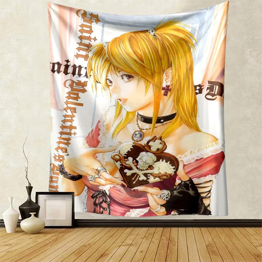 Tapiz de pared con diseño de chica kawaii de Death Note Amane Misa, estética de manga, tapiz de anime, decoración de habitación, póster artístico de memes