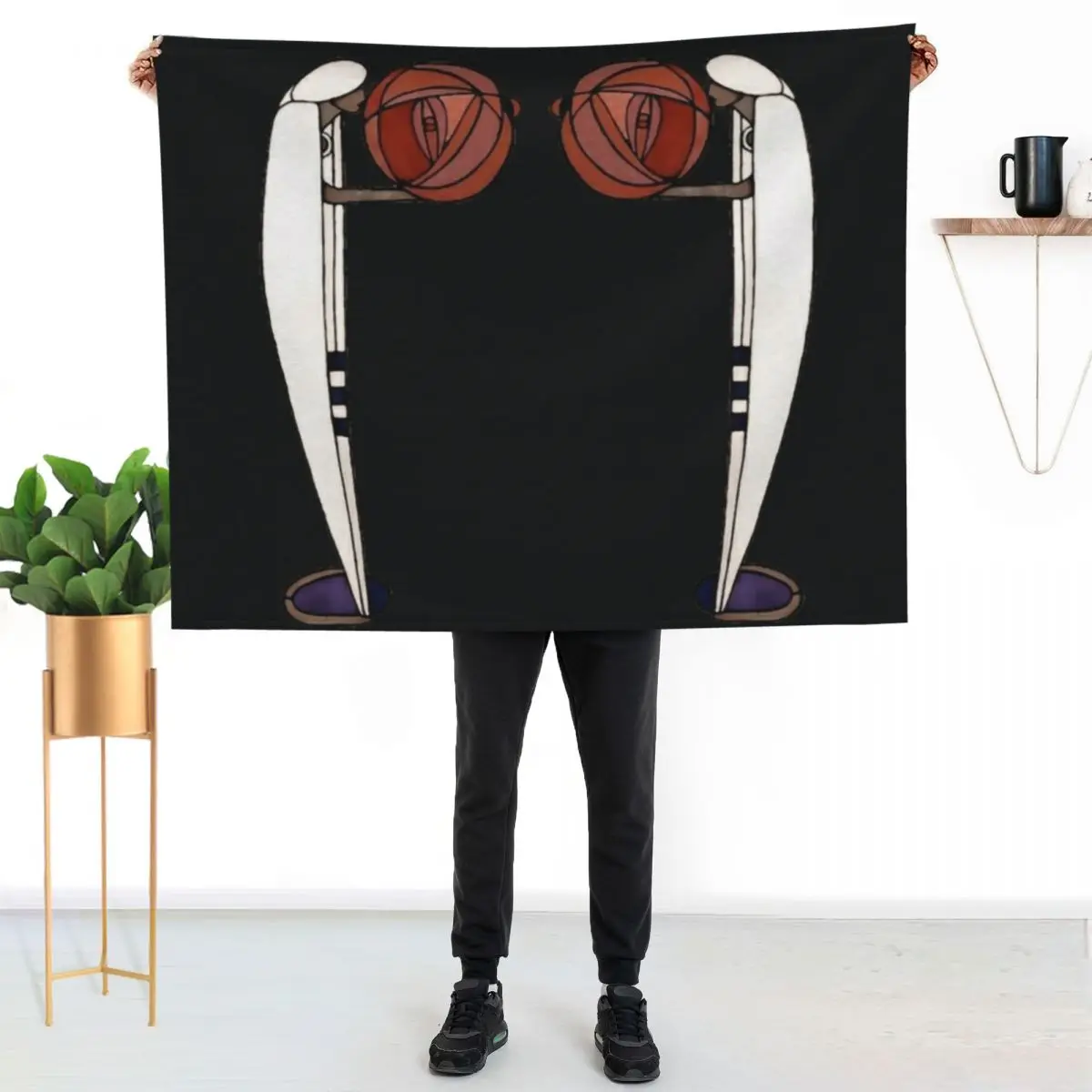 Charles Rennie Mackintosh rose lady,No.7, Throw Blanket Flannels Hair Decoratives christmas gifts Blankets