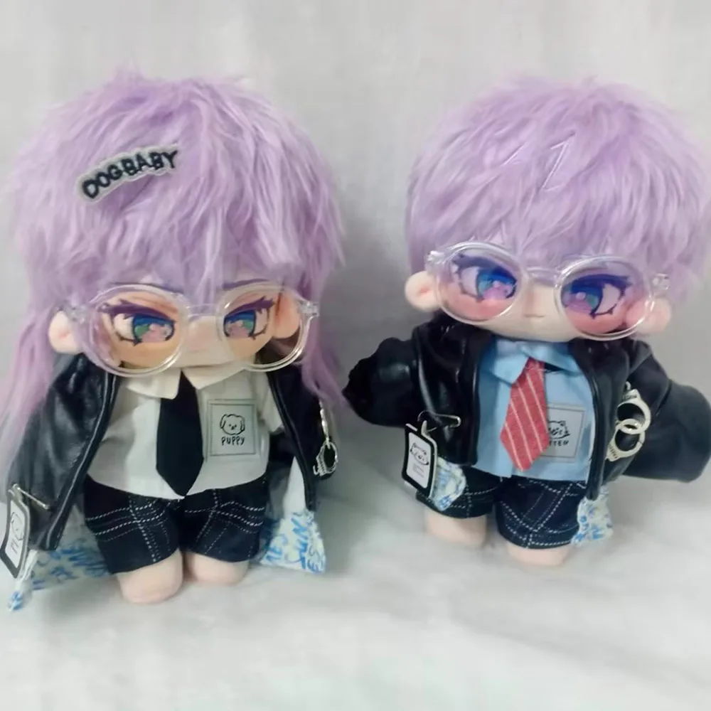 20cm Kawaii Plush Dolls Clothes 3/Set Cool Cool Police Class Doll Kpop Idol Anime Cosplay Black Outfit Toys Accessories