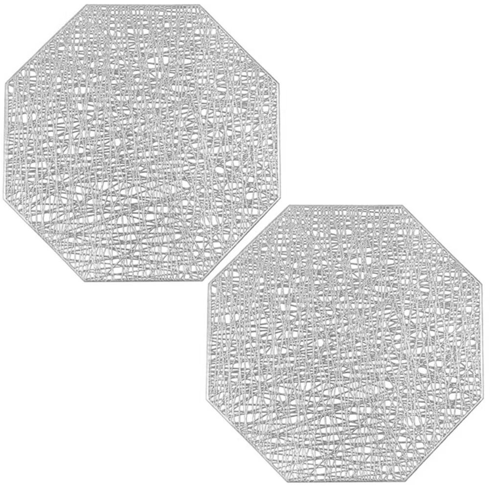 

2pcs Placemats Modern Hollowed Octagon Table Mat Heat Resistant Dining Accessories Decorative Mats Kitchen Coffee Station