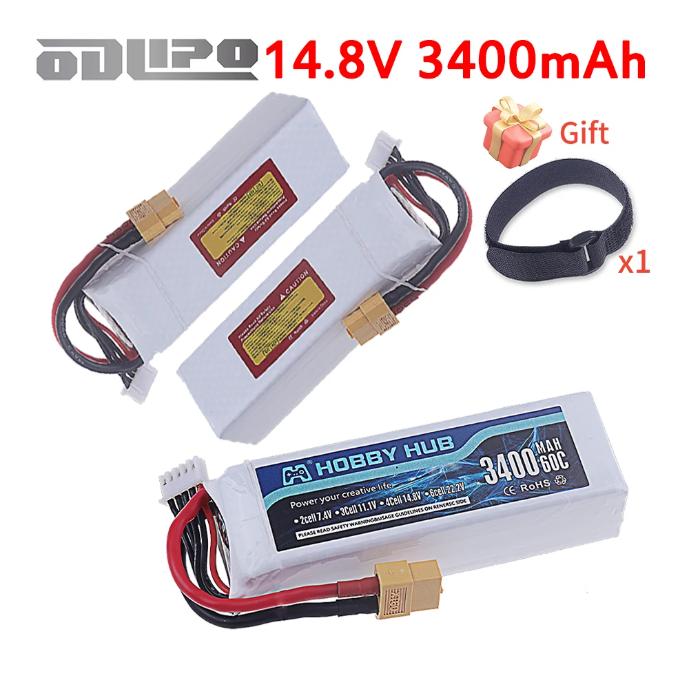 

Аккумулятор LiPo 3400 мАч 14.8В 4S с разъемами Deans T/XT60 для радиоуправляемых самолетов, вертолетов, автомобилей, лодок, грузовиков, запчасти, 60C